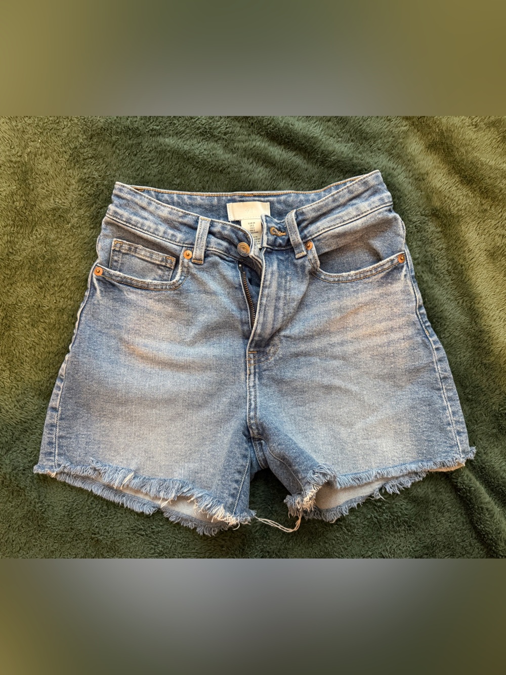 H&M Light Blue Frayed Hem Denim Shorts